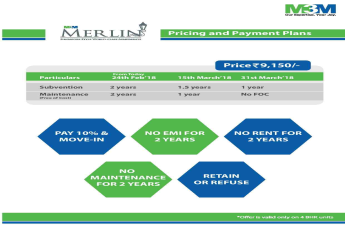 Pay no maintenance for 2 years at M3M Merlin in gurgaon